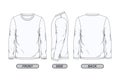 White color long sleeve t shirt design template front, side and back view Royalty Free Stock Photo