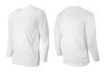 Long sleeve white t-shirt front and back side view isolated on white Royalty Free Stock Photo