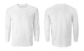 Long sleeve white t-shirt with front and back views isolated on white Royalty Free Stock Photo