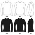 Long-sleeved sketch jersey in white and black. illustration basic fitted long sleeve template. Royalty Free Stock Photo