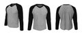 Long sleeves raglan t-shirt mockup, isolated on white