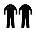 Long sleeves working overalls Jumpsuit, Boilersuit template vector illustration | black