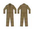 Long sleeves working overalls Jumpsuit, Boilersuit template vector illustration | brown