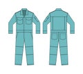 Long sleeves working overalls Jumpsuit, Boilersuit template vector illustration | light blue