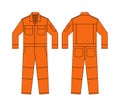 Long sleeves working overalls Jumpsuit, Boilersuit template vector illustration | orange