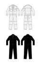 Long sleeves working overalls Jumpsuit, Boilersuit template vector illustration set