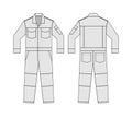 Long sleeves working overalls Jumpsuit, Boilersuit template vector illustration | white