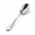 Highly Detailed Silver Spoon On White Surface