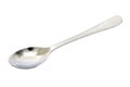Long stainless steel glossy metal kitchen spoon isolated over the white background