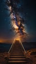 A long staircase finishing in clouds in the sky. Stairway to Heaven concept. Culture and religion idea. Royalty Free Stock Photo