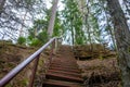 Long Staircase in Wood. Stairs in the city. Old stair in the forest. Royalty Free Stock Photo