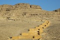 Long stairs in the mountain leading to old tombs in Minya in Egypt Royalty Free Stock Photo