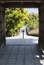 A long stairway at Kinkakuji temple. Kyoto Japan