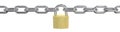 Long Steel Chain with Padlock in middle. Royalty Free Stock Photo