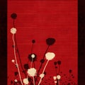 Long-stemmed meadow flower silhouette on red