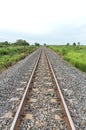 Long straight railroad on concrete sleepers