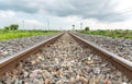 Long straight railroad on concrete sleepers