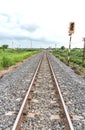 Long straight railroad on concrete sleepers