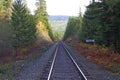 Colorful fall foliage along railroad tracks Royalty Free Stock Photo