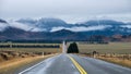 A long straight highway road in New Zealand Royalty Free Stock Photo