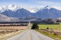 Long Straight Road and Mountains in Arthur`s Pass, New Zealand