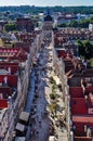 Long Street in the direction of the Golden Gate in Gdansk Royalty Free Stock Photo