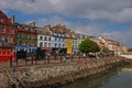 A row of old iconic waterfront colourful shophouses at Cobh main street, Republic of Ireland