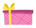 Long striped gift box with ribbon and bow