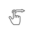 Long swipe right gesture line icon