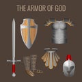 Long sword of spirit, readiness shield, armour salvation helmet