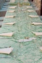 Long table in restaurant Royalty Free Stock Photo