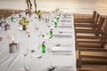 Long table wedding dinner setup. Royalty Free Stock Photo