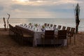 Long table wedding dinner setup. Royalty Free Stock Photo