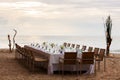 Long table wedding dinner setup. Royalty Free Stock Photo