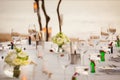 Long table wedding dinner setup. Royalty Free Stock Photo