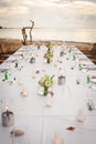 Long table wedding dinner setup. Royalty Free Stock Photo