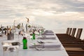 Long table wedding dinner setup. Royalty Free Stock Photo