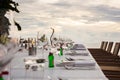 Long table wedding dinner setup. Royalty Free Stock Photo