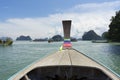 Long tail boat against blue sky in Phang Nga Bay Royalty Free Stock Photo