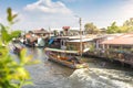 The Long-tail boat at Bangkok yai canal or Khlong Bang Luang Tourist Attraction Thailand, BANGKOK,THAILAND,March 1 2017. Royalty Free Stock Photo