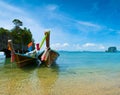 A long tail boat by the beach in Thailand Royalty Free Stock Photo
