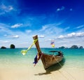 Long tail boat on beach, Thailand Royalty Free Stock Photo