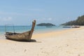 A long-tail boat and beautiful beach at Klong Muang, Krabi