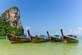 Long tail boat at Railay beach, Krabi Thailand Royalty Free Stock Photo