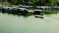 Long tail boat in sangkhla buri river kanchanaburi thailand