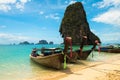 Long tail boat tropical beach, Krabi, Thailand