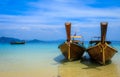 Long tail boats on beach Royalty Free Stock Photo