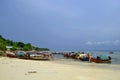 Long tail boats for excursions at Tonsai beach at Phi Phi Don island