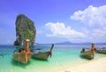 Long tail boats @ koh Poda Royalty Free Stock Photo