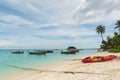 Long tail boats lined along the beach in Koh Lipe island in Thailand Royalty Free Stock Photo